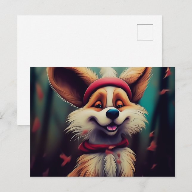 Glücklicher Hund Postkarte (Vorne/Hinten)