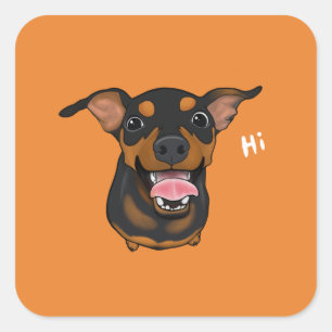 Glücklicher Hundeminimaler Quadratischer Aufkleber