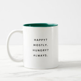 Glücklicher Hungriger Glücklicher Humorvoller Koll Zweifarbige Tasse