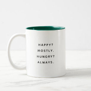 Glücklicher Hungriger Glücklicher Humorvoller Koll Zweifarbige Tasse