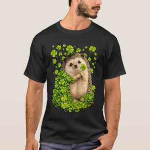 Glücklicher Igel mit Shamrocks Kleeblatt St Patric T-Shirt