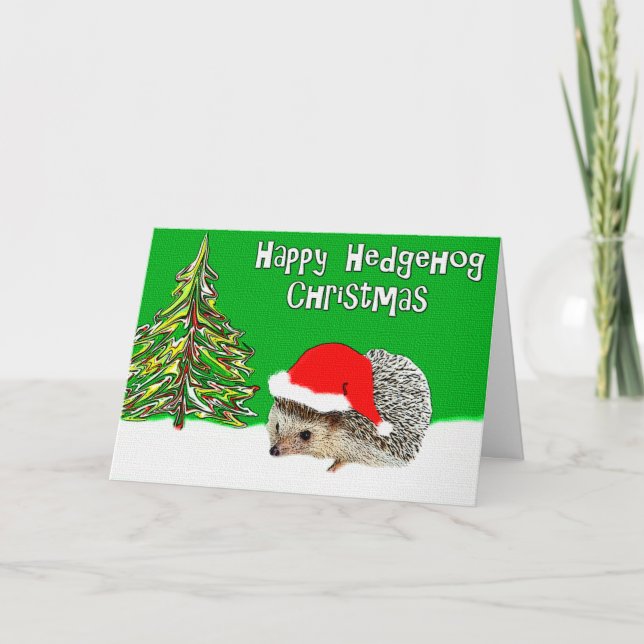 Glücklicher Igel Weihnachtsgrußkarte Feiertagskarte (Vorderseite)