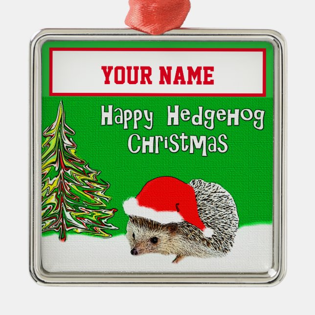 Glücklicher Igels-personalisierte Ornament Aus Metall (Vorne)