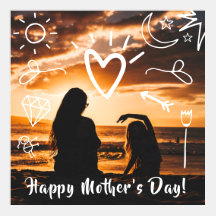 Glücklicher Instagram Sonnenuntergang der Mutter Post