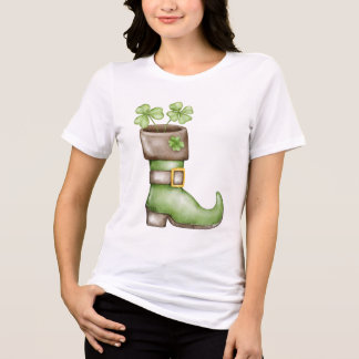 Glücklicher Irischer Leprechaun-Stiefel Shamrock D Tri-Blend Shirt