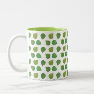 Glücklicher Jadebaum Grüne Blätter auf Weiß Zweifarbige Tasse