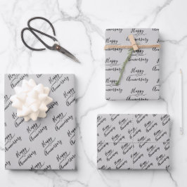 Glücklicher Jahrestag auf Silber Geschenkpapier Set