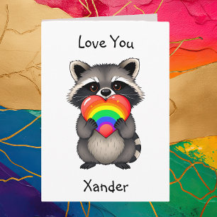 glücklicher Jahrestag   LGBTQ Raccoon Karte