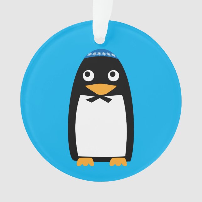 Glücklicher jüdischer PinguinYarmulke Chanukkas Ornament (Vorderseite)