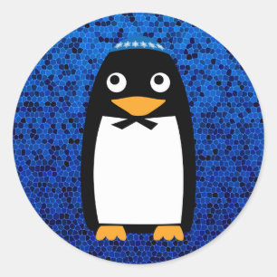 Glücklicher jüdischer PinguinYarmulke Chanukkas Runder Aufkleber