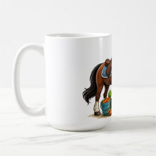 Glücklicher Junger Reiter Mit Schönem Pferd Cartoo Kaffeetasse