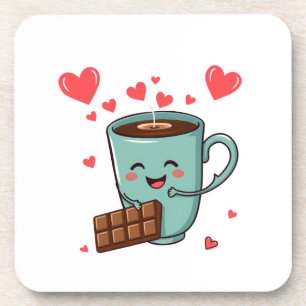 Glücklicher Kaffee & Schokolade – Süßes Valentinst Getränkeuntersetzer