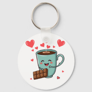 Glücklicher Kaffee & Schokolade – Süßes Valentinst Schlüsselanhänger