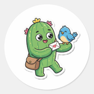Glücklicher Kaktus Briefträger Süßer Sticker