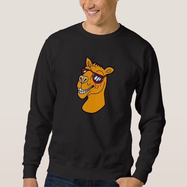 Glücklicher Kamelkopf mit Sonnenbrille Tier mit Br Sweatshirt (Vorderseite)