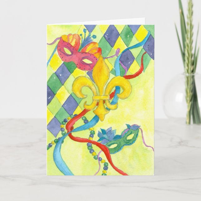 Glücklicher Karneval-LilieWatercolor Karte (Vorderseite)