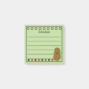 Glücklicher Kartoffel Zeitplan Grün Post-it Klebezettel