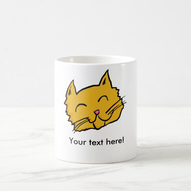 Glücklicher Katzen-Knopf Kaffeetasse (Mittel)