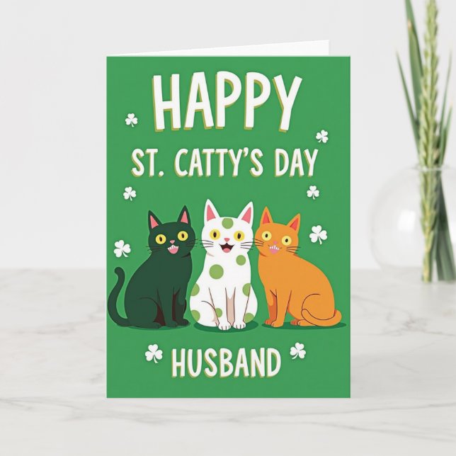 Glücklicher Katzen-Tag Ehemann Karte (Vorderseite)