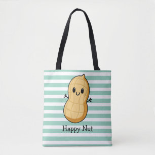 Glücklicher Kawaii-Erdnuss-Cartoon – Süße lächelnd Tasche