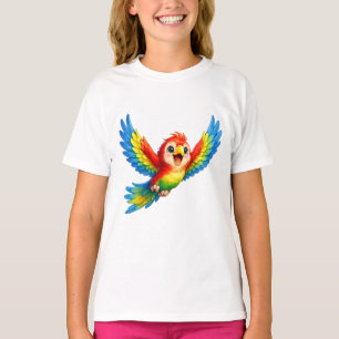 Glücklicher kleiner Papagei Cartoon-Kunst für Kind T-Shirt