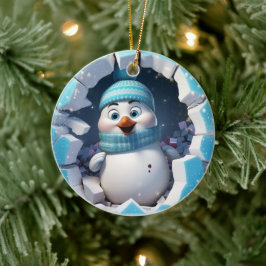 Glücklicher kleiner Pinguin, der den Winter genieß Keramik Ornament