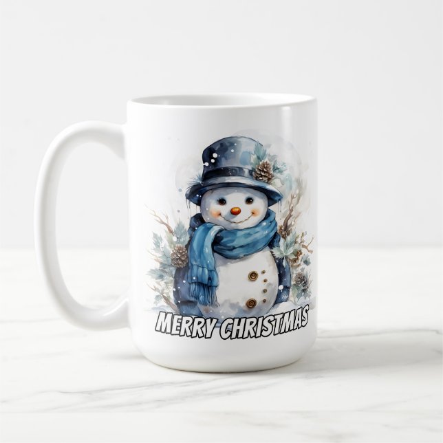 Glücklicher kleiner Winter-Schneemann Kaffeetasse (Links)