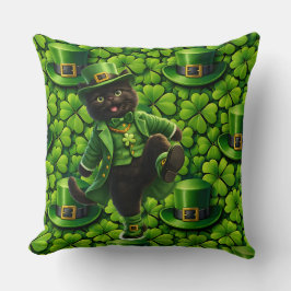Glücklicher Kobold schwarze Katze St. Patrick's Da Kissen