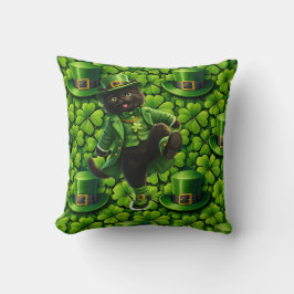 Glücklicher Kobold schwarze Katze St. Patrick's Da Kissen