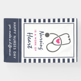 Glücklicher Krankenschwester-Taggraue Stethescope Banner
