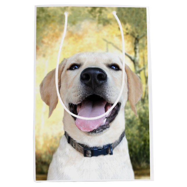 Glücklicher Labradorwelpe Mittlere Geschenktüte (Vorderseite)