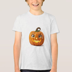 Glücklicher lächelnder Kürbis-Wasserfarbenkunst Tri-Blend Shirt