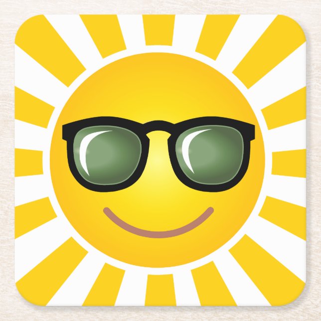 Glücklicher lächelnder Sun Rechteckiger Pappuntersetzer (Vorderseite)