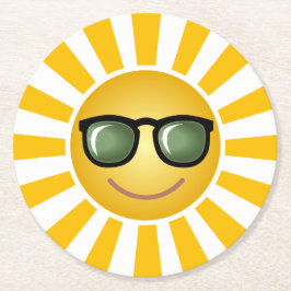 Glücklicher lächelnder Sun Runder Pappuntersetzer