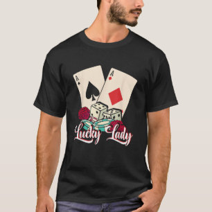 Glücklicher Lady-Poker-Spieler Glücksspiel Casino- T-Shirt