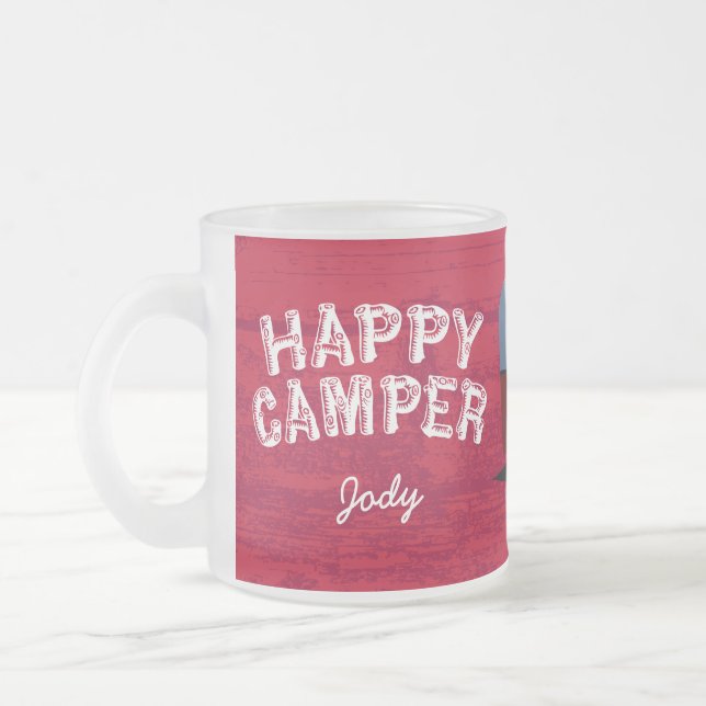 Glücklicher Lagerbewohner Shasta Anhänger-Tasse Mattglastasse (Links)