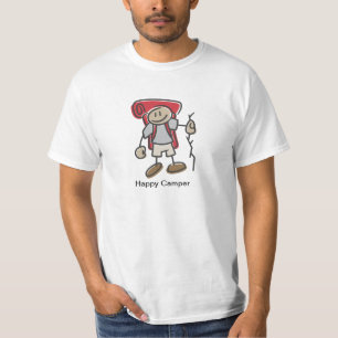 Glücklicher Lagerbewohner-Strichmännchen-T - Shi T-Shirt