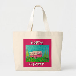 Glücklicher Lagerbewohner-Tasche, rosa Camper, Jumbo Stoffbeutel