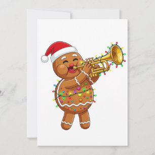 Glücklicher Lebkuchen-Musiker spielt Trompete Weih Dankeskarte