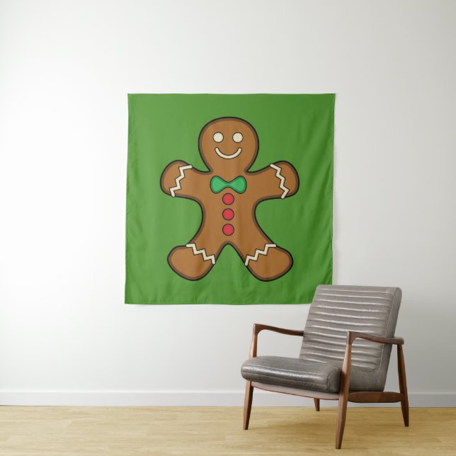 Glücklicher Lebkuchenmann Wandteppich (Beispiel)