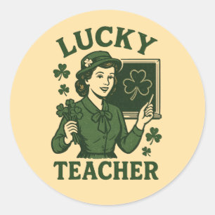 Glücklicher Lehrer – Vintage St. Patrick’s Day Ret Runder Aufkleber