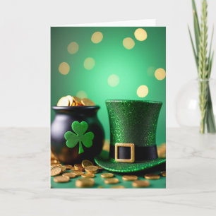 Glücklicher Leprechaun-Hut Goldmünzen Karte