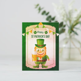 Glücklicher Leprechaun Irisches Lächeln St. Patric Feiertagspostkarte