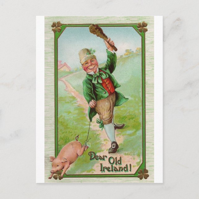 Glücklicher Leprechaun Postkarte (Vorderseite)