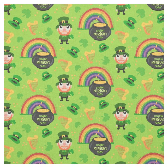 Glücklicher Leprechaun - St. Patrick's Day Muster Stoff (Muster)