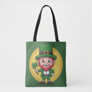 Glücklicher Leprechaun und Klee Tasche