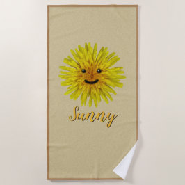 Glücklicher Löwenzahn auf kundenspezifischem Strandtuch