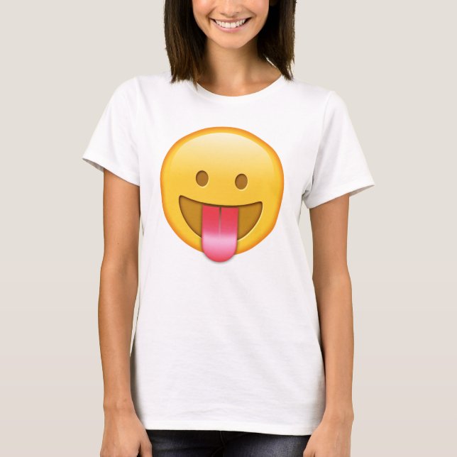Glücklicher, lustiger Zunge heraus emoji T - Shirt (Vorderseite)