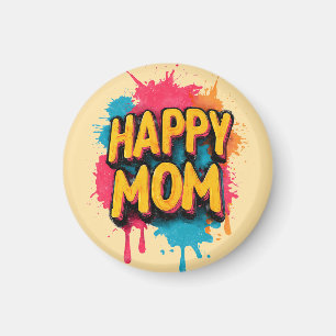 Glücklicher Mama-Text mit hellen Farbspritzern Magnet