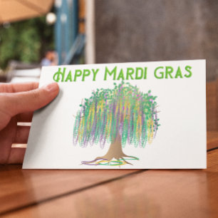 Glücklicher Mardi Gras-Perlenbaum Postkarte